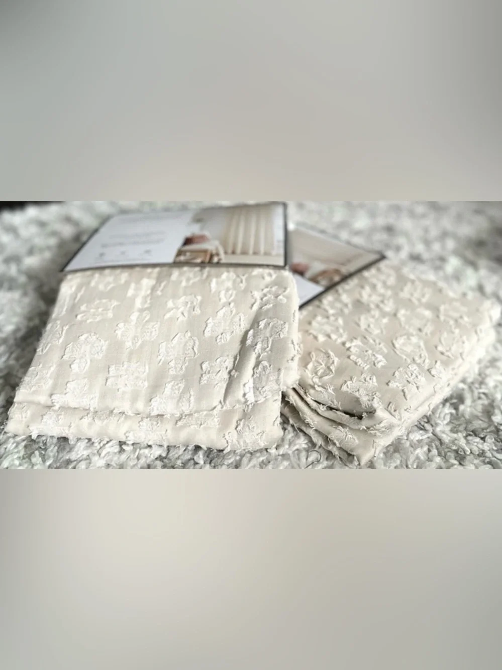 Threshold Light Filtering Jacquard Floral Curtain Panels Ivory Set of 2
